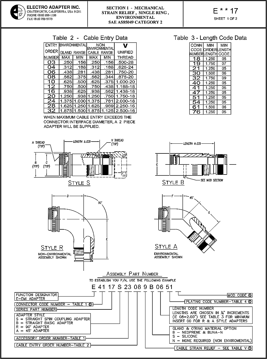 Electro Adapter EXX17: Backshell Adapters, Banded Terminations, D ...