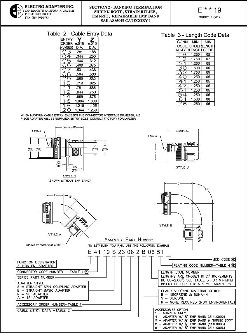 Electro Adapter EXX19: Backshell Adapters, Banded Terminations, D ...